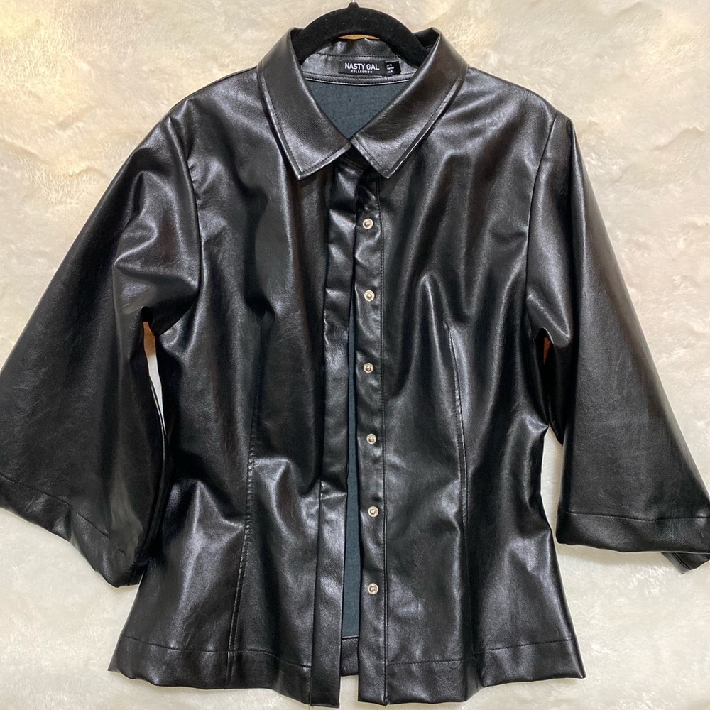 NASTY GAL LEATHER FAUX WIDE SLEEVES